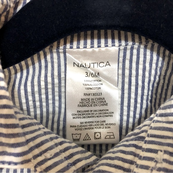 Nautica blue seer sucker baby boy romper with sailboats size 3-6M - Picture 4 of 5
